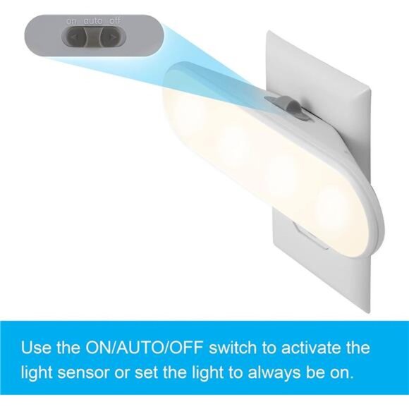 LED Light Bar Night Light, 100 Lumens, 2 Pack, Dusk-to-Dawn Sensor, Auto/On/Off - Picture 3 of 7